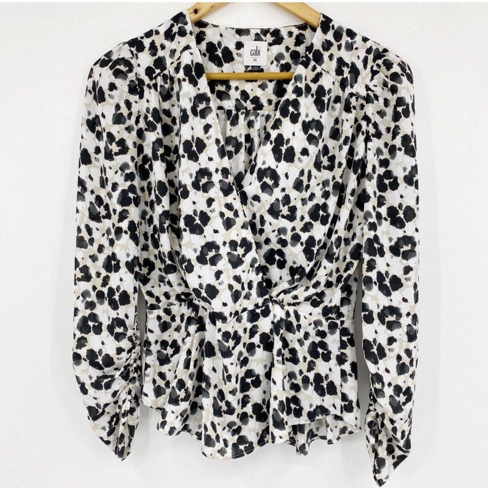 Cabi Rosette Blouse #5898 Wrap Peplum Top
Leopard Print